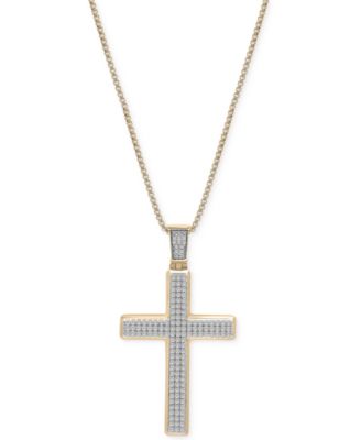 Macy's - Men's Diamond Cross 22" Pendant Necklace (1 ct. t.w.)