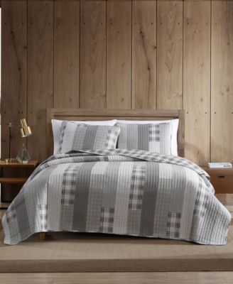 Eddie Bauer - Fairview Grey Reversible 3-Piece King Quilt Set