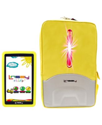 LINSAY - 7" Quad Core 2GB RAM 32GB Android 10 Tablet with Orange Kids Defender Case, Earphones and LED Back Pack Orange