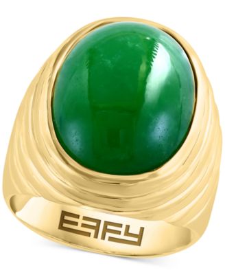 EFFY Collection - Men's Dyed Jade Cabochon Ring in Gold-Plated Sterling Silver