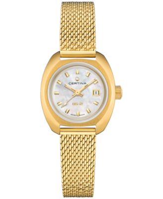 Certina - Women's Swiss Automatic DS-2 Lady Gold PVD Stainless Steel Mesh Bracelet Watch 28mm