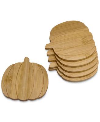 Godinger - Bamboo Pumpkin Coasters, Set of 6