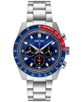 Seiko - Men's Chronograph Solar Prospex Speedtimer Stainless Steel Bracelet Watch 42mm