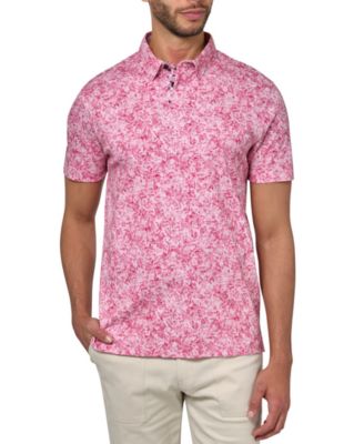 Brooklyn Brigade - Men's Slim-Fit Wrinkle-Free Abstract Floral-Print Mercerized Cotton Polo Shirt