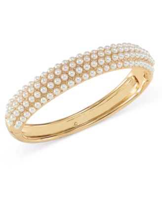 Charter Club - Gold-Tone Imitation Pearl Bangle Bracelet