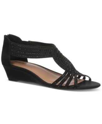 Style & Co - Women's Ginifur Embellished Strappy Evening Wedge Sandals, Created for Macy's