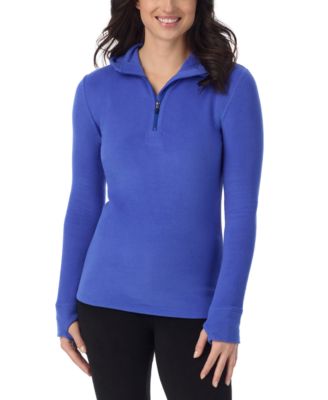 Cuddl Duds - Petite Fleecewear Half-Zip Hooded Top