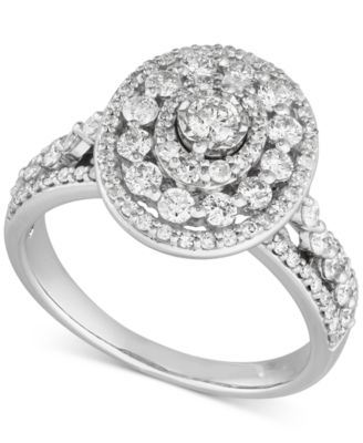Macy's - Diamond Multi Halo Multi Row Ring (1 ct. t.w.) in 10k White Gold