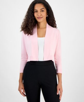 Kasper - Women's Cropped Kissing-Front Long-Sleeve Shrug