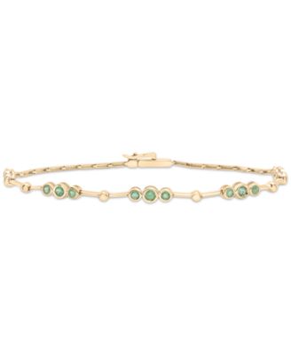 Macy's - Emerald Bezel Circle Link Chain Bracelet (3/4 ct. t.w.) in 14k Gold