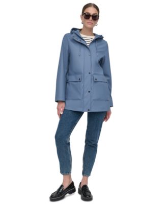 DKNY - Women's Hooded Zip-Front Water-Resistant Raincoat