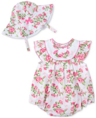 Baby Essentials - Baby Girls 2-Pc. Floral Romper & Sun Hat Set