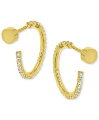 Macy's - Cubic Zirconia Small Hoop Earrings (1/2 ct. t.w.) in 14k Gold-Plated Sterling Silver, 0.62"