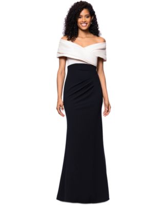 Betsy & Adam - Petite Off-The-Shoulder Sweetheart-Neckline Gown