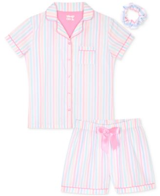 Sleep On It - Big Girls Multi Striped 2-Pc. Button Pajama Set