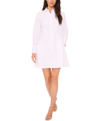 MSK - Petite Collared Cotton Button-Front Shirt Dress