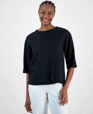 Charter Club - Women's 3/4-Sleeve Linen Top, Exclusively at Macy's