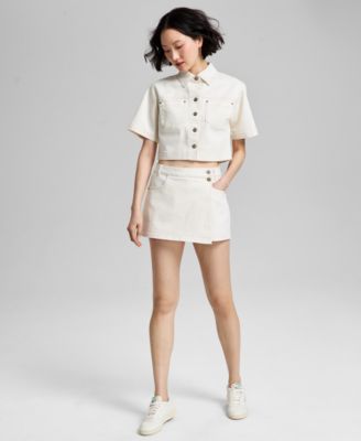 And Now This - Women's Asymmetrical Mini Denim Skort