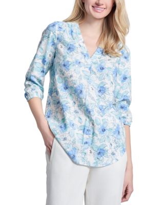 Jones New York - Petite 3/4-Sleeve V-Neck Tunic Top