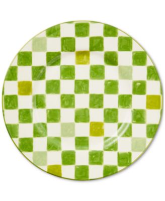 Mackenzie-Childs - Green Check Stoneware Dinner Plate