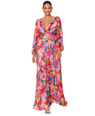 Betsy & Adam - Petite Printed Pleated Chiffon Dress