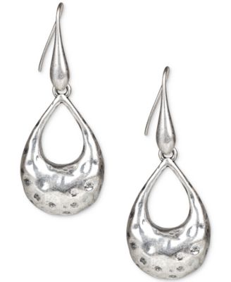 Patricia Nash - Silver-Tone Open Tear-Shape Hammered Drop Earrings