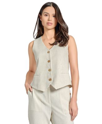 Jones New York - Petite Four-Button Pinstripe Vest