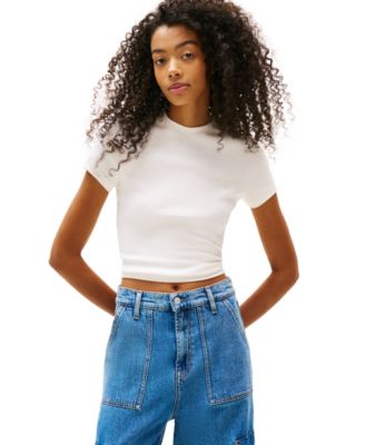 Tommy Jeans - Women's Slim-Fit Cropped Ribbed T-Shirt