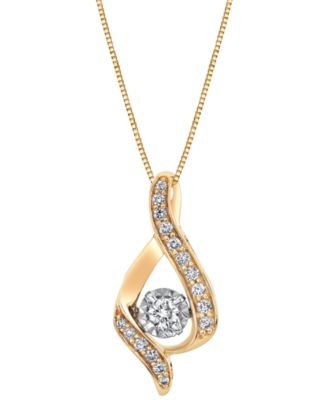 Macy's - Diamond Ribbon Pendant Necklace (3/8 ct. t.w.) in 14k White or Yellow Gold