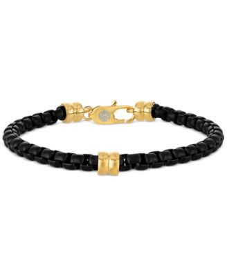 Esquire Men's Jewelry - Box Link Chain Bracelet in Black & Gold-Tone Ion Plated Stainless Steel