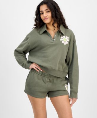 Grayson Threads, The Label - Juniors' Collared Daisy Sweatshirt