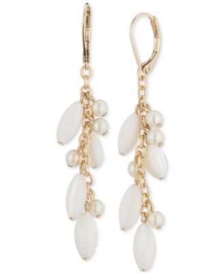 Lauren Ralph Lauren - Gold-Tone White Beaded Linear Earrings