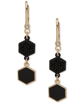 DKNY - Gold-Tone Pav&eacute; & Color Hexagon Double Drop Earrings