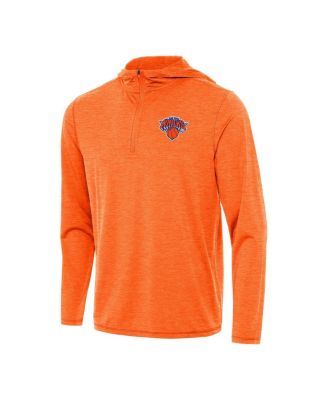 Antigua - Heather Orange New York Knicks Tidy Quarter-Zip Hoodie
