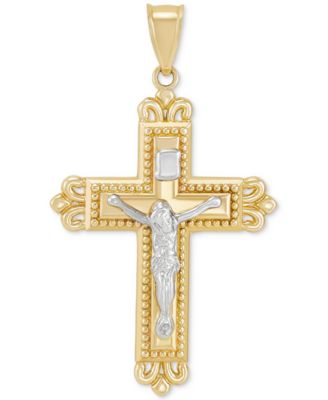 Macy's - Ornate Beaded Crucifix Pendant in 14k Two-Tone Gold