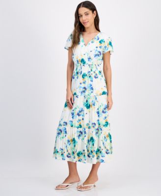 Tinsel - Petite Paisley-Print Long-Sleeve Maxi Dress