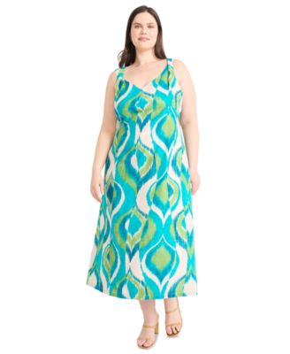 Maggy London - Plus Size Printed Double-Strap Midi Dress