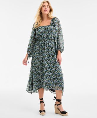 On 34th - Women's Floral Peasant Midi Dress