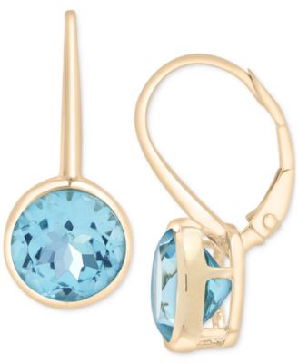 Macy's - Sky Blue Topaz Bezel Circle Drop Earrings (7-1/2 ct. t.w.) in 14k Gold