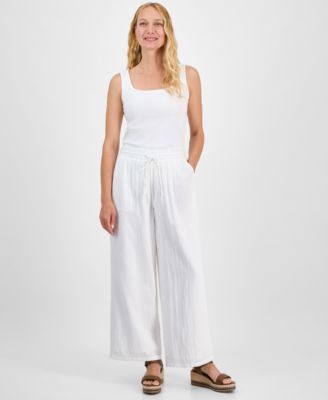 Style & Co - Women's Cotton Gauze Wide-Leg Pants