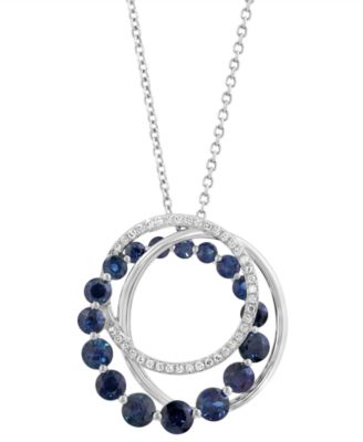 EFFY Collection - Sapphire (1-7/8 ct. t.w.) & Diamond (1/10 ct. t.w.) Swirl 18" Pendant Necklace in 14k White Gold