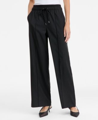 I.N.C. International Concepts - Women's Striped Drawstring Twill Pants