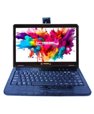 LINSAY - 10.1" 1280x800 IPS Screen Quad Core 2GB RAM Tablet 32GB Android 10 with Black Crocodile Style Keyboard