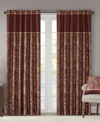 Madison Park - Aubrey Paisley 50" x 84" Faux Silk Curtain Set