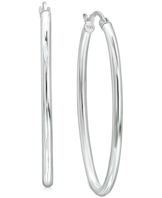 Giani Bernini - Medium Polished Tube Hoop Earrings in Sterling Silver, 1.1"