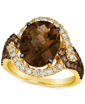 Le Vian - Chocolate Quartz (4-1/5 ct. t.w.) & Diamond (1-7/8 ct. t.w.) Swirl Ring in 14k Gold