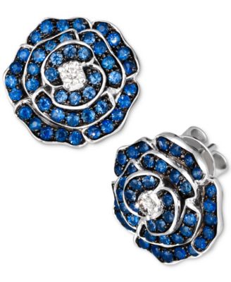 Le Vian - Denim Ombr&eacute; (1-1/2 ct. t.w.) & Nude Diamond (1/10 ct. t.w.) Flower Stud Earrings in 14k White Gold