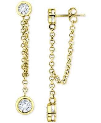 Giani Bernini - Cubic Zirconia Bezel Chain Front to Back Drop Earrings in 18k Gold-Plated Sterling Silver