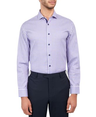 MICHELSONS OF LONDON - Men's Regular-Fit Windowpane Check Dress Shirt