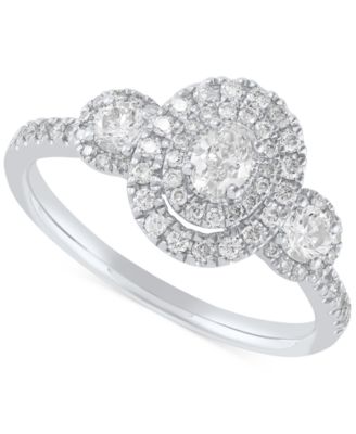 Macy's - Diamond Oval Halo Engagement Ring (3/4 ct. t.w.) in 14k White Gold